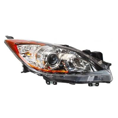 Halogen Headlight Assembly Right Passenger Side Compatible With 2012-2013 Mazda 3 Projector Black thumbnail 2