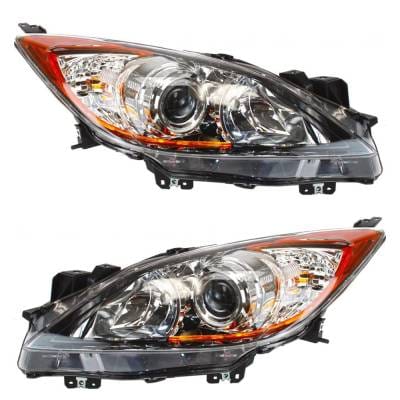 Headlamp Left Driver Side And Right Passenger Side Compatible With 2012-2013 Mazda 3 Halogen Black thumbnail 2