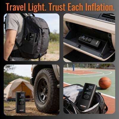 Tire Inflator Portable Air Compressor, 150 Psi Cordless Emergency Air Pump For Car Tires With thumbnail 4
