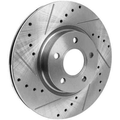 New Cross-Drilled And Slotted Brake Disc Compatible With Ford Volvo V50 T5 R-Design 5 Cyl 2.5L thumbnail 4