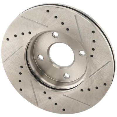 New Cross-Drilled And Slotted Brake Disc Compatible With Ford Focus Zx4 4 Cyl 2.0L Focus Ses 4 Cyl thumbnail 12