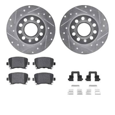 New Cross-Drilled Brake Disc And Pad Kit Compatible With Audi Volkswagen Jetta Trendline 5 Cyl 2.5L thumbnail 4