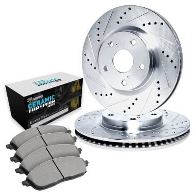 New Cross-Drilled Brake Disc And Pad Kit Compatible With Audi Volkswagen Jetta Trendline 4 Cyl 1.5L thumbnail 6