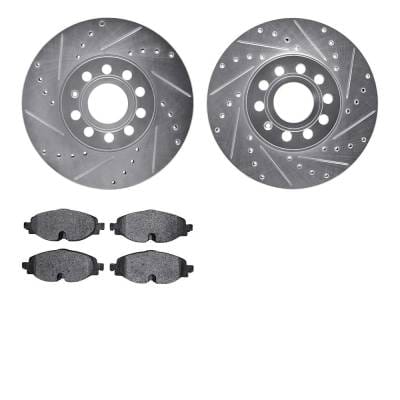 New Cross-Drilled Brake Disc And Pad Kit Compatible With Audi Volkswagen Golf S 4 Cyl 1.4L Jetta Sel thumbnail 4