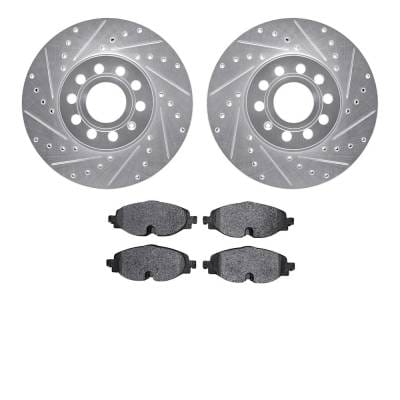 New Cross-Drilled Brake Disc And Pad Kit Compatible With Audi Volkswagen Golf Sportwagen Tdi S 4 Cyl thumbnail 2