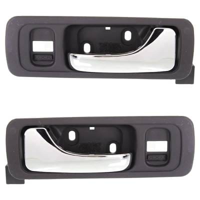 Front Driver And Passenger Side Interior Door Handle Compatible With 1996-2004 Acura Rl Gray Bezel