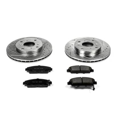 New Cross-Drilled Brake Disc And Pad Kit Compatible With Honda Prelude Si 4 Cyl 2.3L Prelude S 4 Cyl thumbnail 4