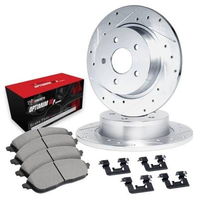 New Cross-Drilled Brake Disc And Pad Kit Compatible With Audi Volkswagen Jetta Trendline 5 Cyl 2.5L thumbnail 6