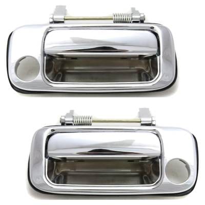 Front Pair Exterior Door Handle Compatible With 1991-1997 Toyota Land Cruiser Chrome With Key Hole