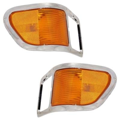 Headlight Bezel Pair With Parking Lights Compatible With 2000-2015 Ford F-650 F-750 Chrome Driver thumbnail 4