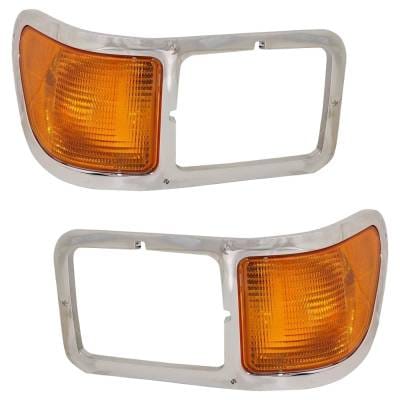 Chrome Headlight Bezel Pair With Parking Lights Compatible With 2000-2015 Ford F-650 F-750 Medium thumbnail 2