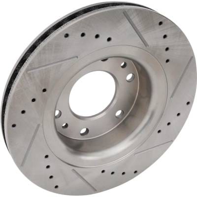 New Cross-Drilled And Slotted Brake Disc Compatible With Isuzu Ascender S 6 Cyl 4.2L Envoy Sle 6 Cyl thumbnail 4
