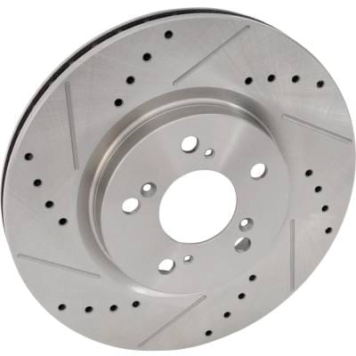 New Cross-Drilled And Slotted Brake Disc Compatible With Acura Rl Base 6 Cyl 3.7L Rl Elite 6 Cyl thumbnail 2