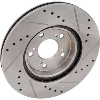 New Cross-Drilled And Slotted Brake Disc Compatible With Acura Rl Base 6 Cyl 3.7L Rl Elite 6 Cyl thumbnail 4