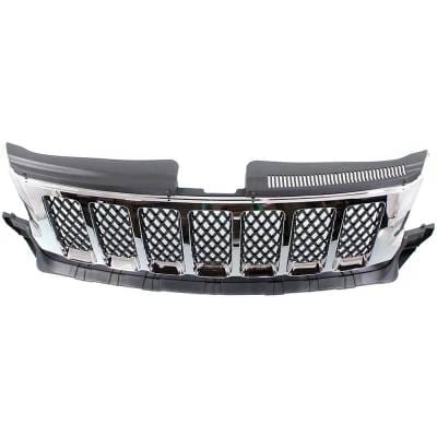 New Chrome Shell Grille Assembly Compatible With Jeep Grand Cherokee Overland 6 Cyl 3.6L Grand thumbnail 8
