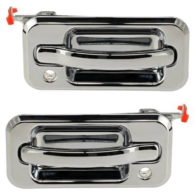 Front Left And Right Exterior Door Handle Compatible With 2003-2009 Hummer H2 Chrome With Key Hole thumbnail 2