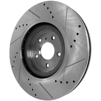 New Cross-Drilled And Slotted Brake Disc Compatible With Infiniti Nissan Q60 Base 6 Cyl 3.7L Q60 Red thumbnail 10