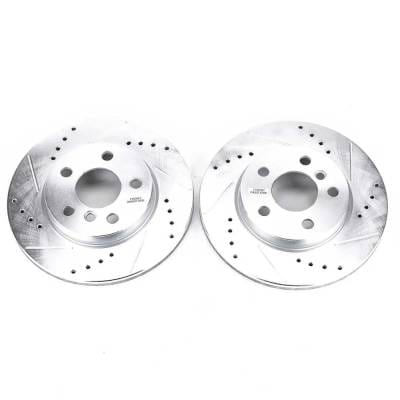 New Cross-Drilled And Slotted Brake Disc Compatible With Mini Cooper Base 3 Cyl 1.5L Cooper Se thumbnail 2