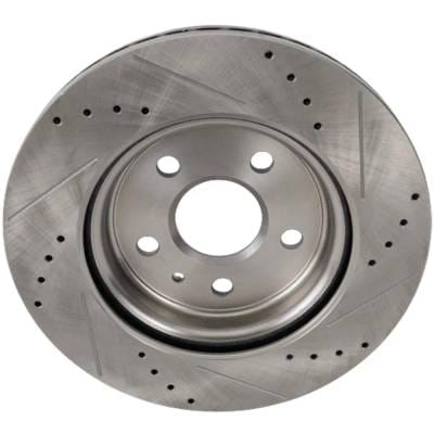 New Cross-Drilled And Slotted Brake Disc Compatible With Cadillac Chevrolet Ct5 Sport 4 Cyl 2.0L Xts thumbnail 4