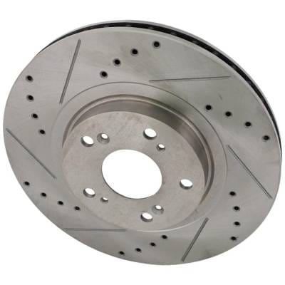 New Cross-Drilled Brake Disc Compatible With Acura Honda Civic Si 4 Cyl 2.4L Ilx Dynamic 4 Cyl 2.4L thumbnail 2