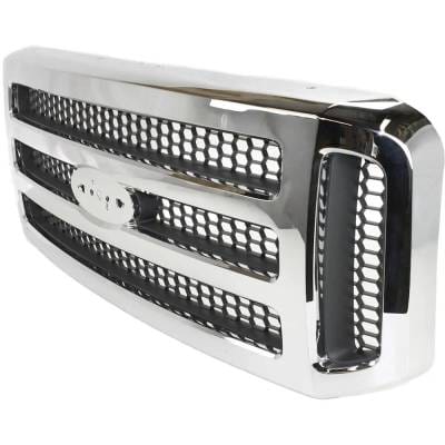 New Chrome Shell Grille Assembly Compatible With Ford F-550 Super Duty Xl 8 Cyl 6.0L F-550 Super thumbnail 4