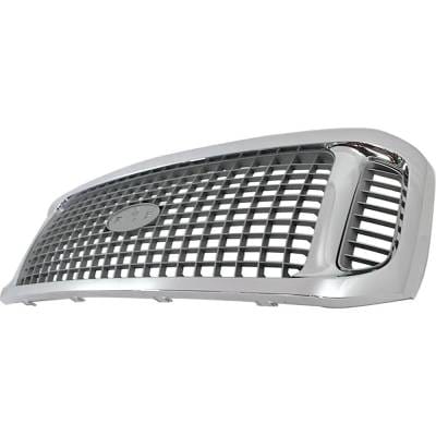 New Chrome Shell Grille Assembly Compatible With Ford Excursion Xls 10 Cyl 6.8L Excursion Limited 8 thumbnail 4