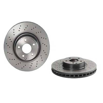 New Cross-Drilled Brake Disc Compatible With Mercedes Benz Sl500 All Submodels Sl550 All Submodels thumbnail 2