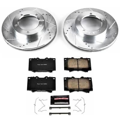 New Cross-Drilled Brake Disc And Pad Kit Compatible With Lexus Toyota Land Cruiser Base 8 Cyl 4.7L thumbnail 2